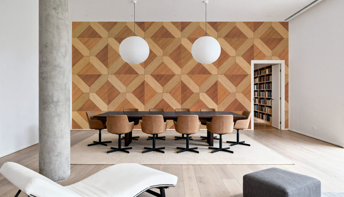 Timber Mosaic Mural Wallpaper - room preview 03