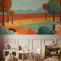 Rabbit & Hedgehog Peek a Boo Mural Wallpaper - room preview 03