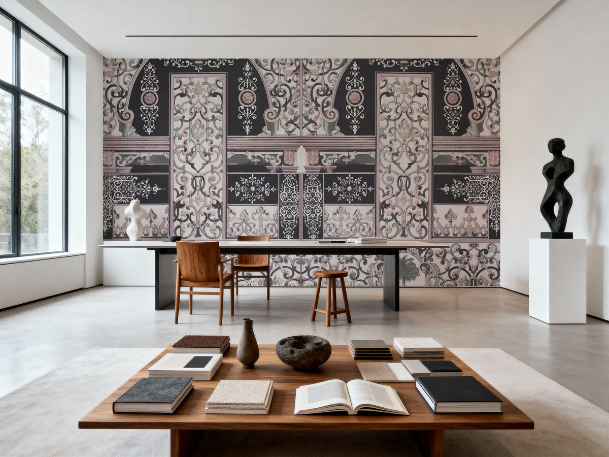 German Renaissance, Pink Mural Wallpaper - room preview 03