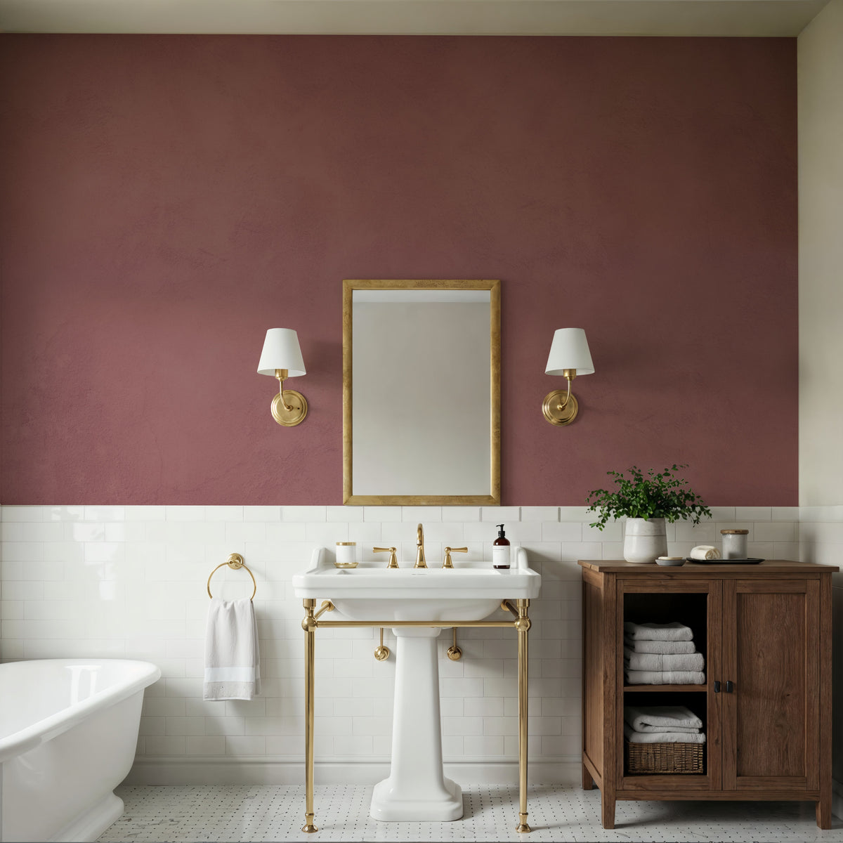 Tuscan Clay, Rose Mural Wallpaper - room preview 03