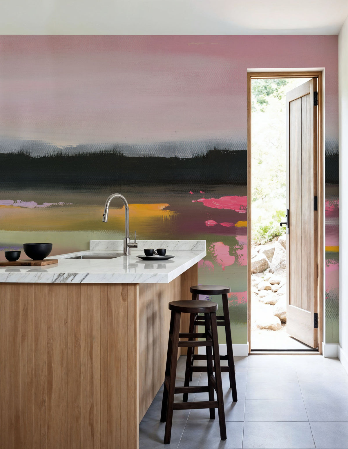 Magenta Meadows Mural Wallpaper - room preview 03