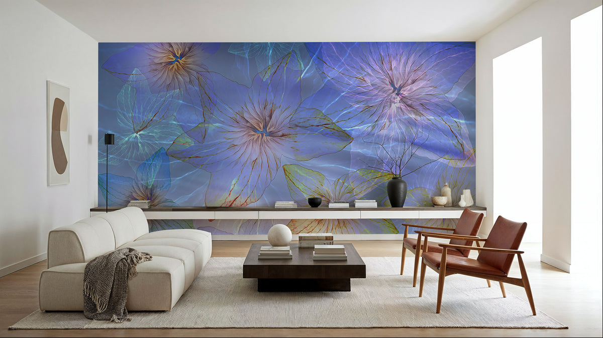 Blue Sea Blossoms Mural Wallpaper - room preview 03
