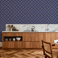 Nara Leaves on Indigo Mural Wallpaper - room preview 03