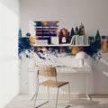 Pandharpur India Skyline Blue & Bronze Mural Wallpaper - room preview 03