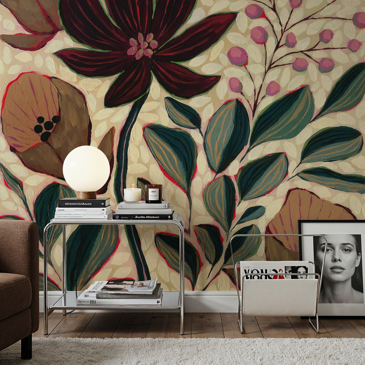 Autumn Florals Mural Wallpaper - room preview 03