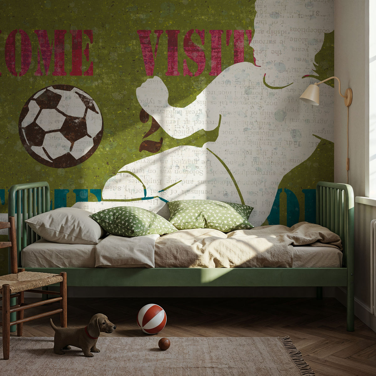 Womens Scoreboard Soccer Mural Wallpaper - Warm Tone - room preview 03