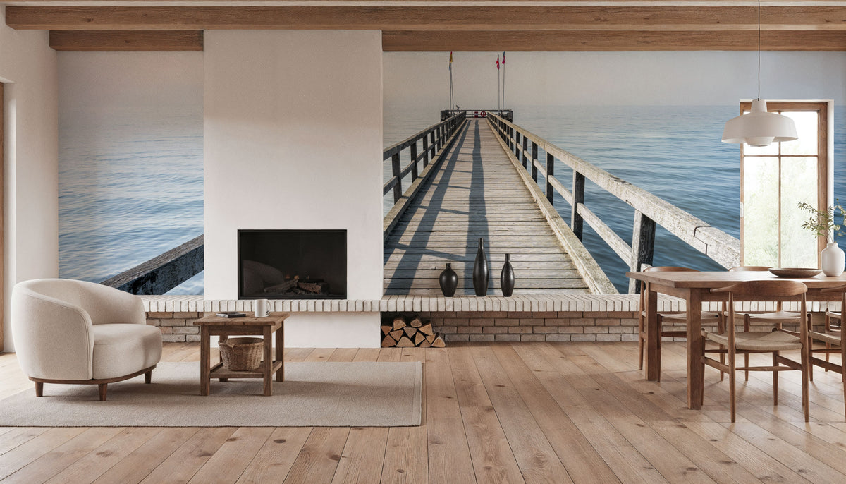 Strand Pier Blue Mural Wallpaper - room preview 03