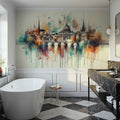 Watercolor Skyline Rome II Mural Wallpaper - room preview 03