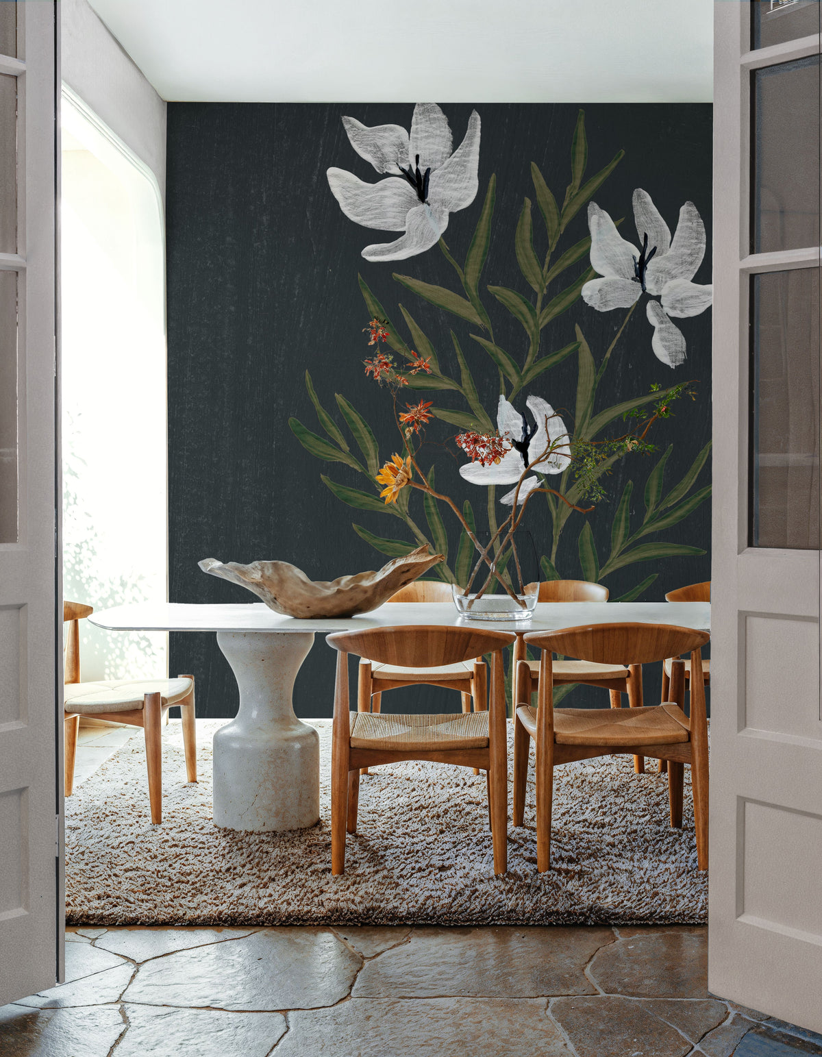 Pretty Little Flower IV Black Mural Wallpaper - room preview 03
