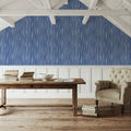 Swaying Lines, Indigo Mural Wallpaper - room preview 03