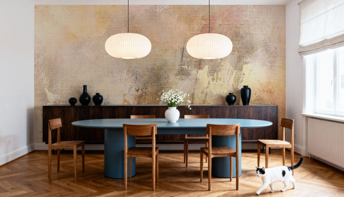 Weiche abstrakte beige Wandtapete wall measurement