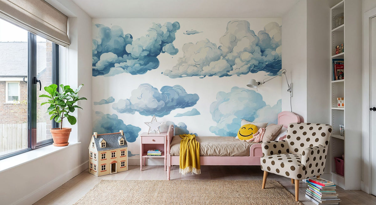 Floating Clouds Sketch Mural Wallpaper - room preview 03