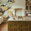 Dancing Fish, Yellow on Brown Mural Wallpaper - room preview 03