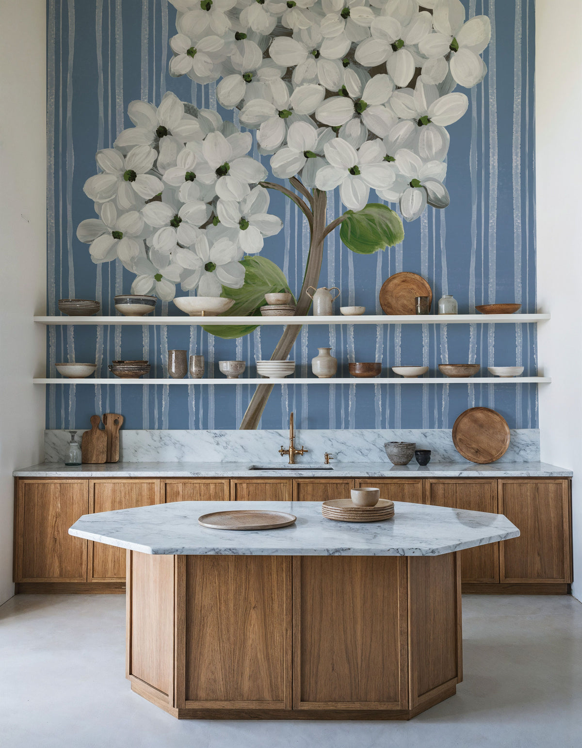 French Blue Hydrangeas II Mural Wallpaper - room preview 03