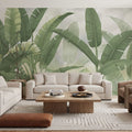 Banana Palms, Muted Green Mural Wallpaper - room preview 03