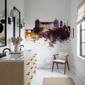 Rome Italy Skyline Purple & Gold Mural Wallpaper - room preview 03