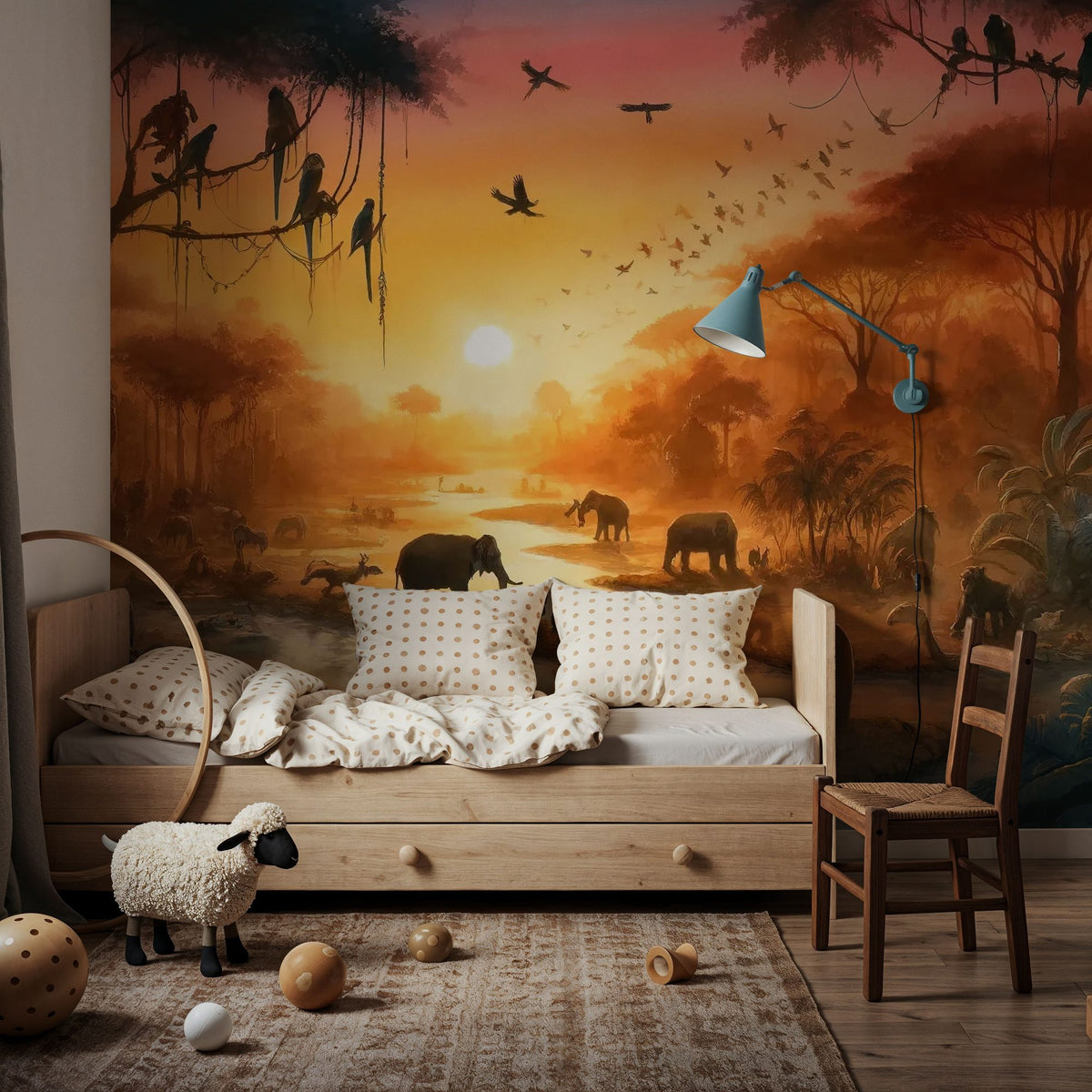 Twilight Serenity in the Jungle Abode Mural Wallpaper - room preview 03