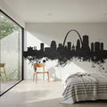 St Louis Missouri Skyline Black & White Mural Wallpaper - room preview 03