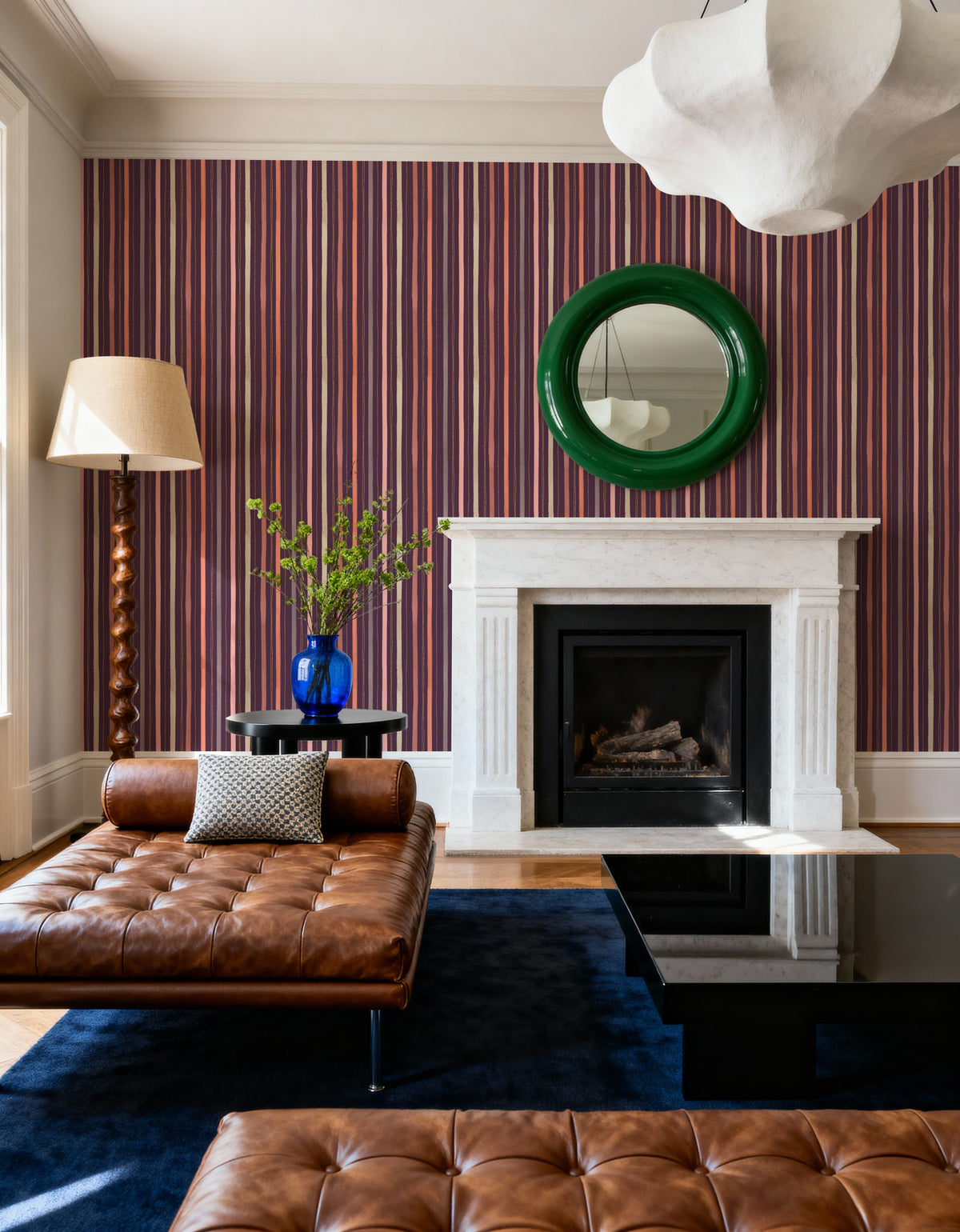 Bloom Lines Purple Mural Wallpaper - room preview 03