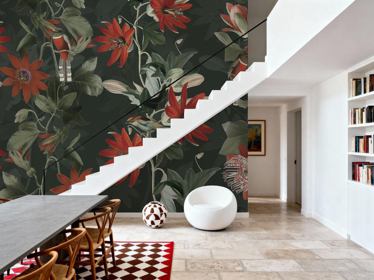 Contemporary Clematis Mural Wallpaper - Neutral Tone - room preview 03