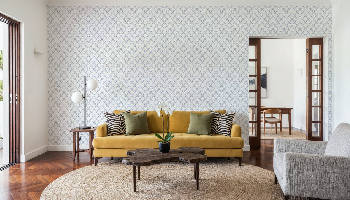 Medallion Trellis, Blueberry Mural Wallpaper - room preview 03