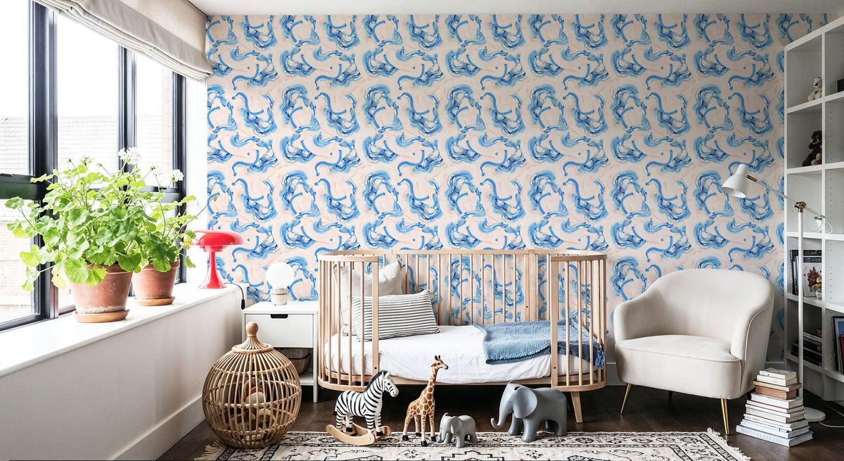 Blue Rainbows Mural Wallpaper - room preview 03