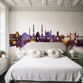 Kabul Afghanistan Skyline Purple & Gold Mural Wallpaper - room preview 03
