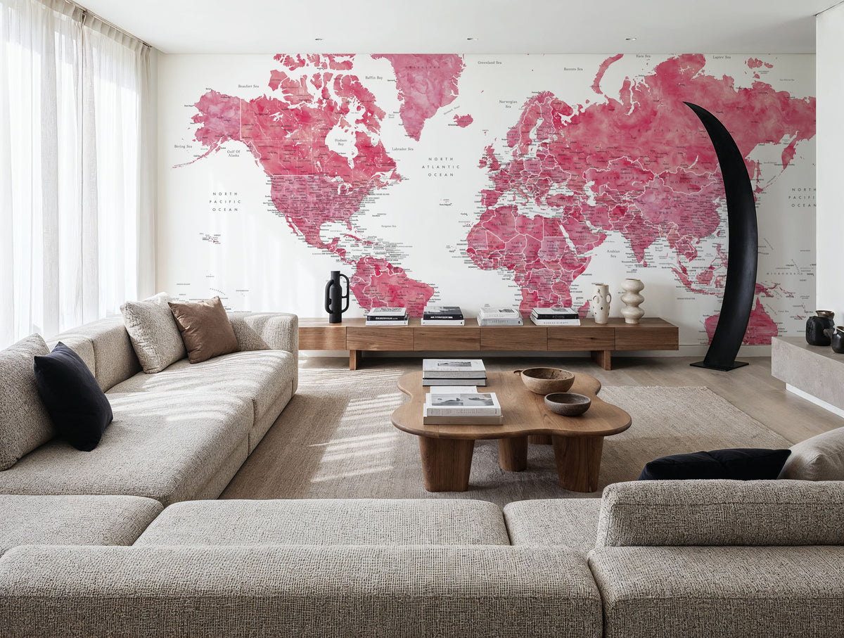 World Map Cities - Wanda Mural Wallpaper - room preview 03