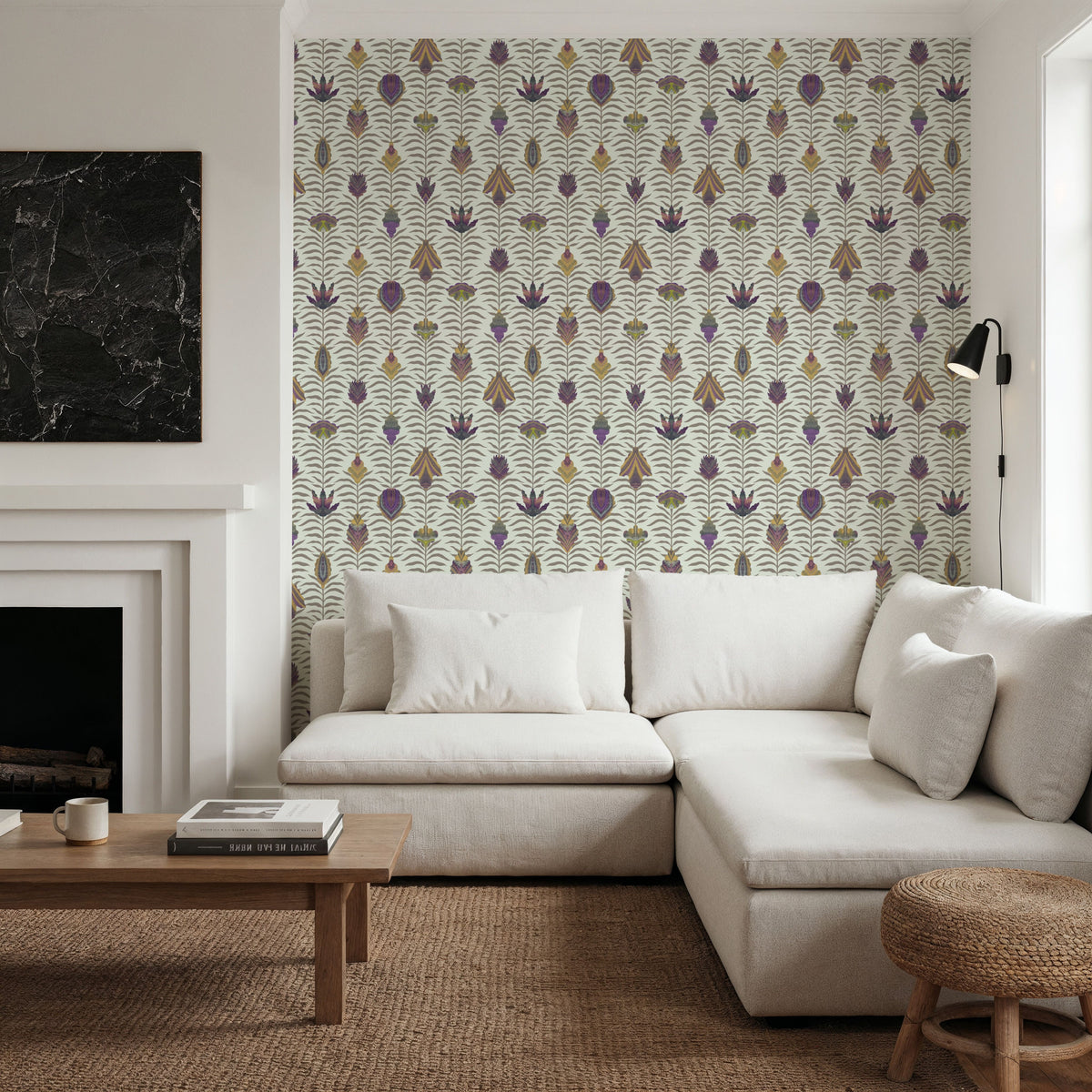 Marble Papers Flowers V.2, Lilac Mural Wallpaper - room preview 03