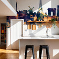 Paris Skyline Blue & Bronze Mural Wallpaper - room preview 03