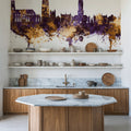 Bruges Belgium Skyline Purple & Gold Mural Wallpaper - room preview 03