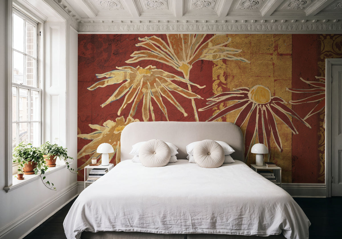 Flowers on Spice Mural Wallpaper - room preview 03