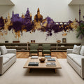 Dresden Germany Skyline Purple & Gold Mural Wallpaper - room preview 03