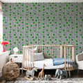 Memphis Dots & Stripes, White Mural Wallpaper - room preview 03