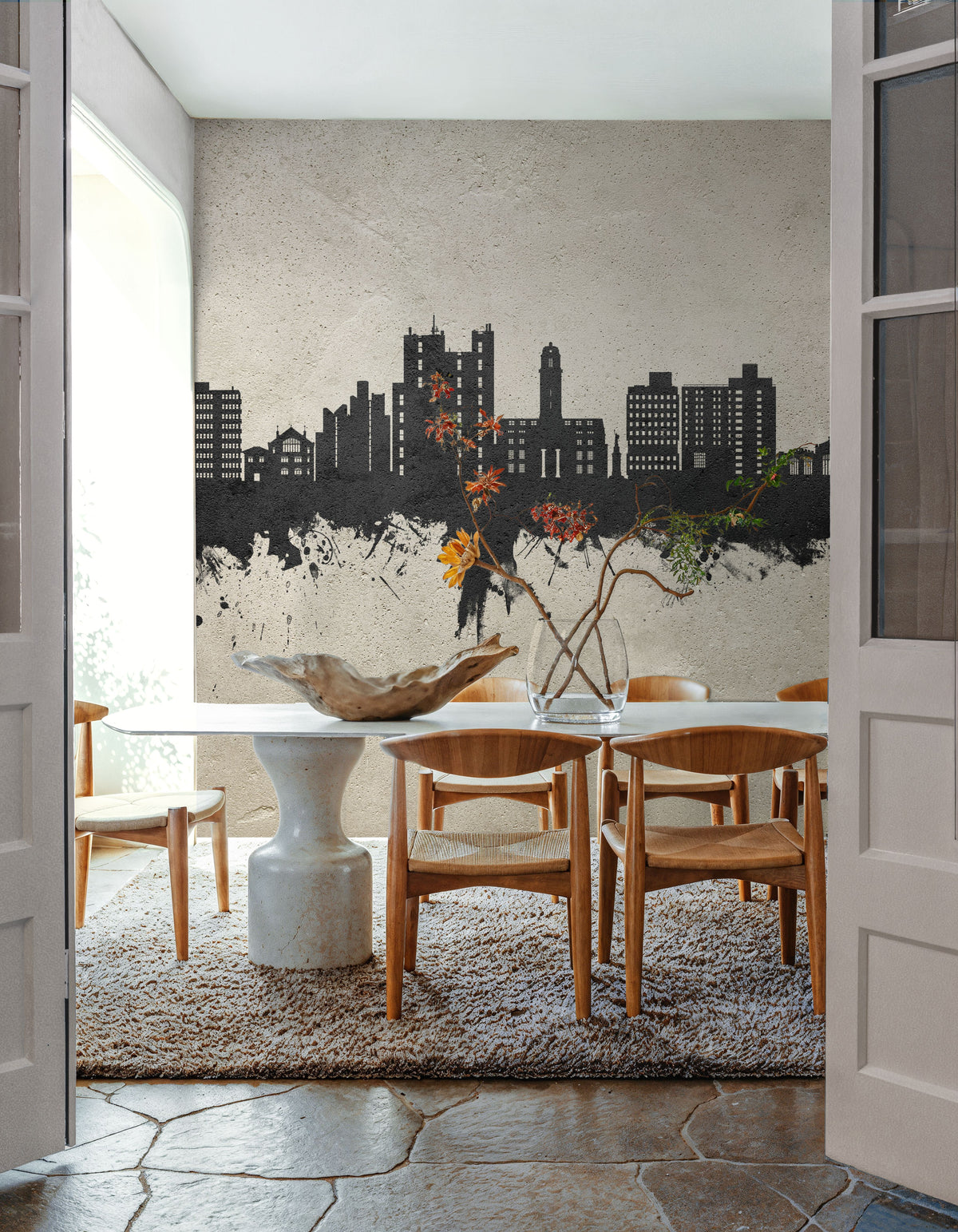 Luton England Skyline Concrete Mural Wallpaper - room preview 03