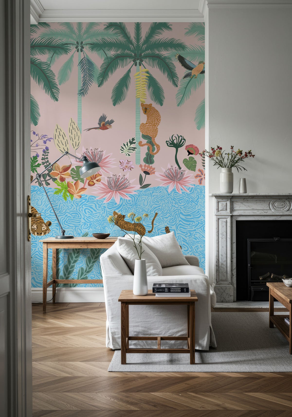 Tiger Swim Mural Wallpaper - room preview 03
