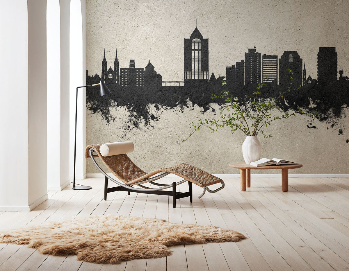 Roanoke Virginia Skyline Concrete Mural Wallpaper - room preview 03