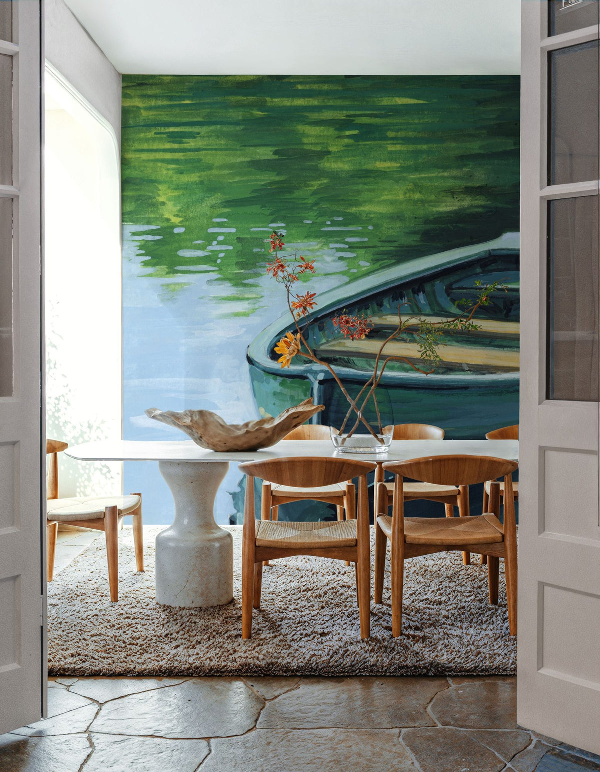 Still Boat in the Lake Mural Wallpaper - room preview 03