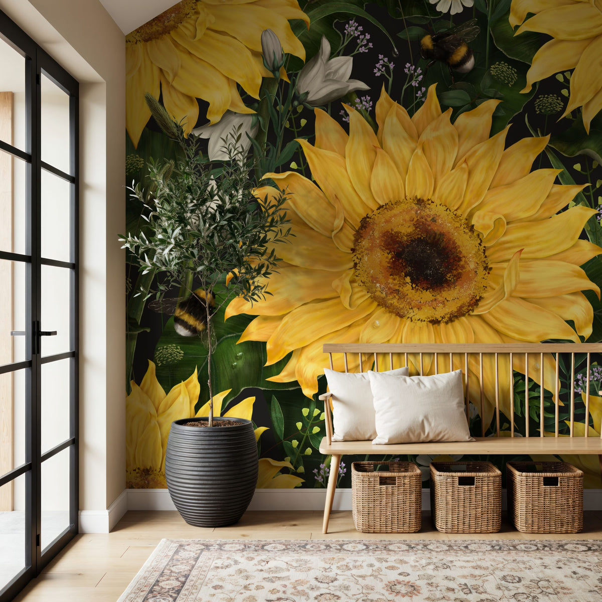 Große Sonnenblumen Wandtapete wall measurement