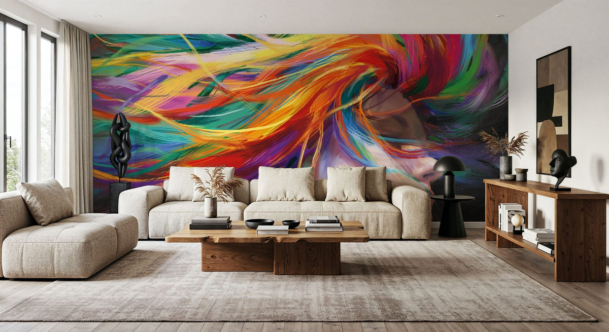 Rainbow Hair Mural Wallpaper - room preview 03