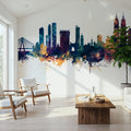 Mumbai Skyline India Bombay Blue & Bronze Mural Wallpaper - room preview 03