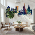 Coventry England Skyline Blue & Bronze Mural Wallpaper - room preview 03