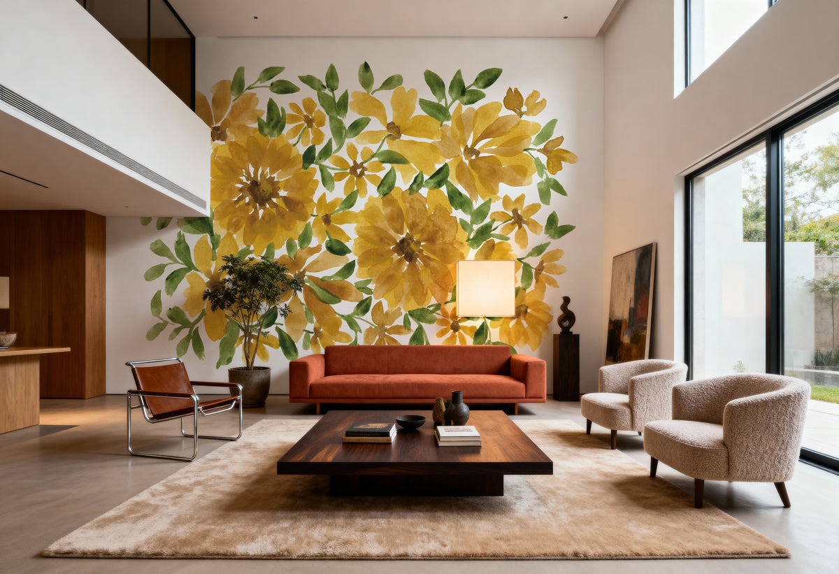 Sunflower Blooms Mural Wallpaper - Warm Tone - room preview 03