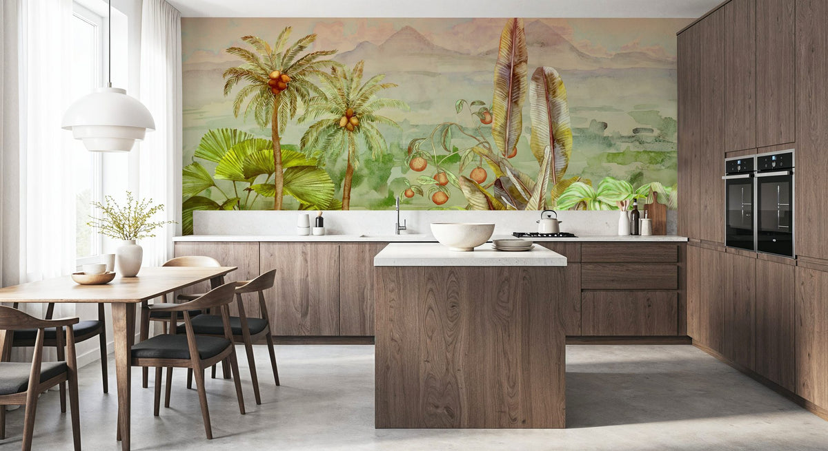 Tropical Green Twilight Mural Wallpaper - room preview 03