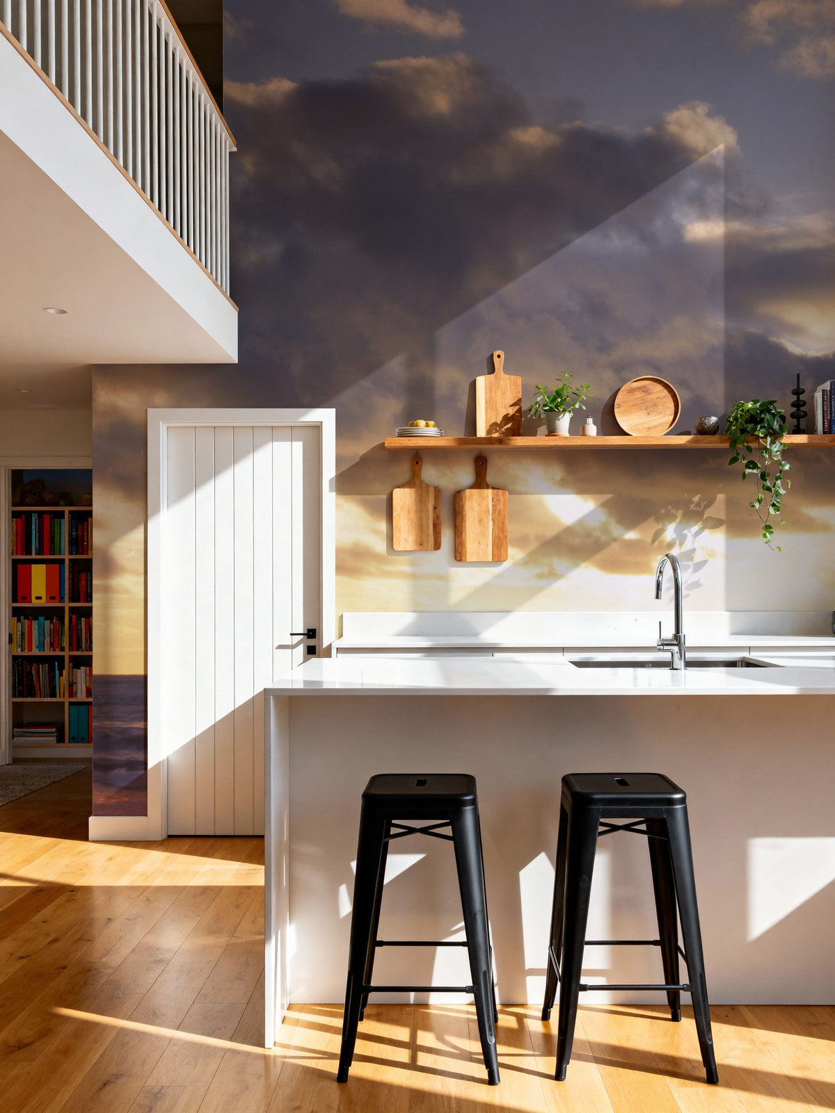 Golden Cloudscape Mural Wallpaper - room preview 03