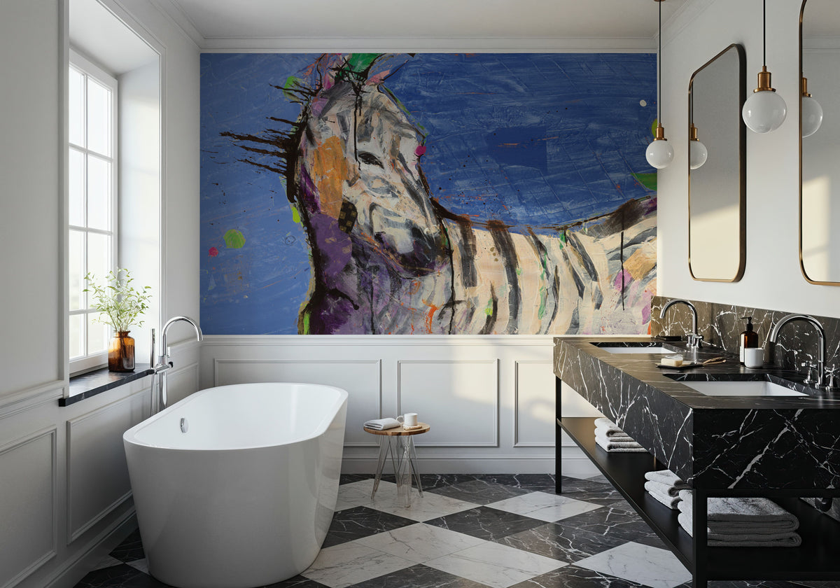 Zebra Splash Mural Wallpaper - room preview 03