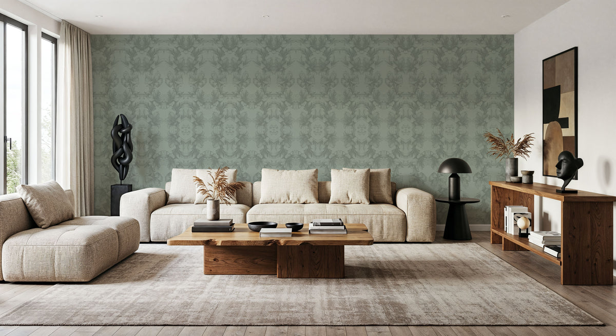 Flower Bridges Mint Mural Wallpaper - room preview 03