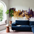 Salzburg Austria Skyline Purple & Gold Mural Wallpaper - room preview 03