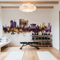Yaoundé Cameroon Skyline Purple & Gold Mural Wallpaper - room preview 03