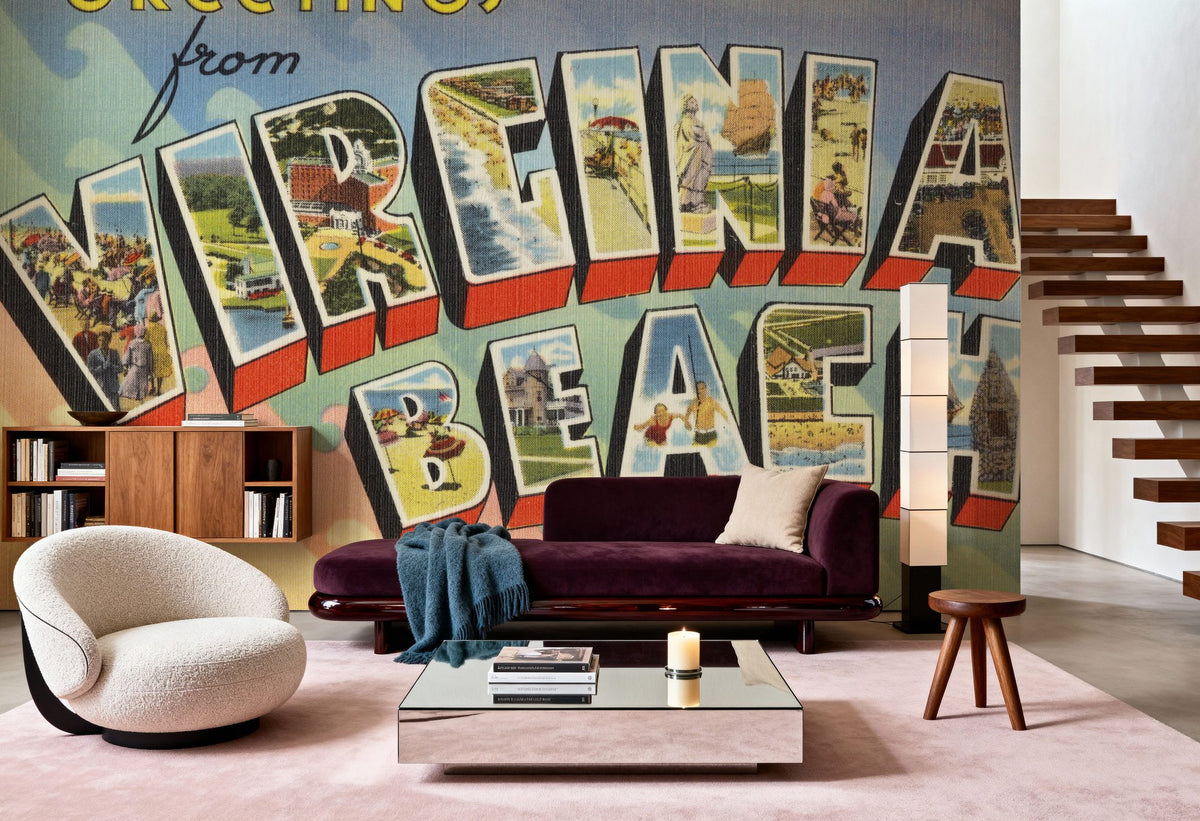 Greetings From Virginia Beach Mural Wallpaper - room preview 03